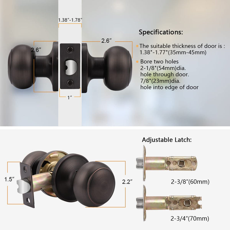 Probrico Colonial Style Door Knobs Door Locks (Passage, Oil Rubbed Bronze) 1