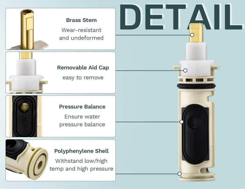 1222 Cartridge Kit Compatible with Moen Tub Shower, Replacement for Moen Posi Temp One-Handle Faucets, Durable Brass
