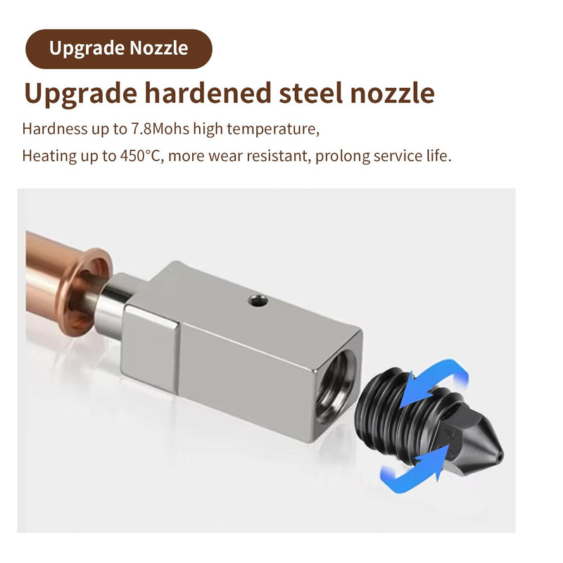 3-Pack Ceramic Hotend Kit for Anycubic Kobra S1, S1 Combo & ACE Pro, 0.4mm Hardened Steel Nozzles, 200K Thermistor, 450°C Assembly with 0.2/0.4/0.6/0.8mm Extra Nozzles For kobra s1-3pcs Ceramic