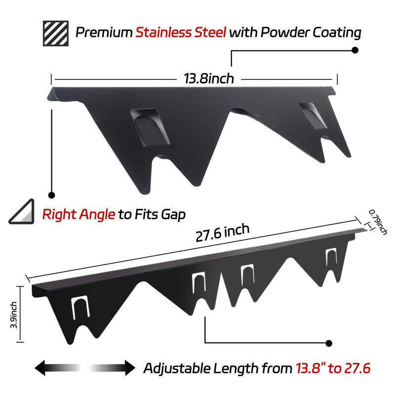 Stainless Steel Stove Counter Gap Cover (2 Pack), Stove Guard, Stove Gap Filler for Kitchen, Range Trim Kit, Easy Clean with Heat Resistant, Adjustable Length 13.8” to 27.6” Black