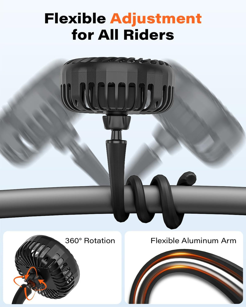 A2C 4.7-Inch Big Cooling Fan for Peloton Bike Bike+ or Tread, 16.5" Long Bendable Arm, Rechargeable 4000mAh Battery, 360° Rotation, 3 Speeds, fits Treadmill Exercise Workout Stationary Cycling Bikes Black