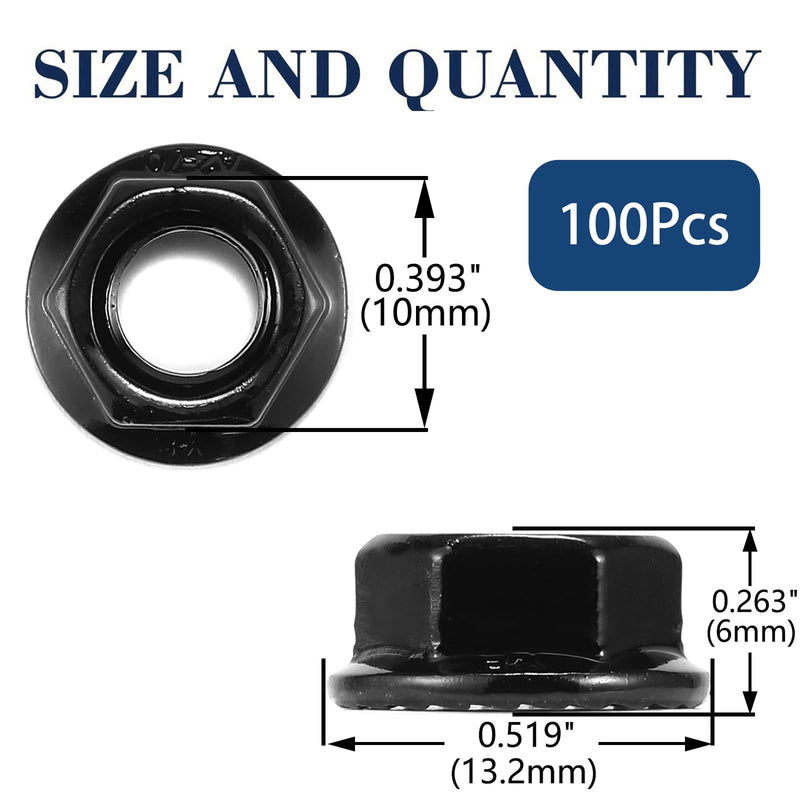M6 x 1.0mm Serrated Flange Hex Lock Nuts 100Pcs 304 Stainless Steel 18-8, Full Thread, Hex Drive, Bright Finish, Black Oxide by SG TZH M6 100 - NewNest Australia