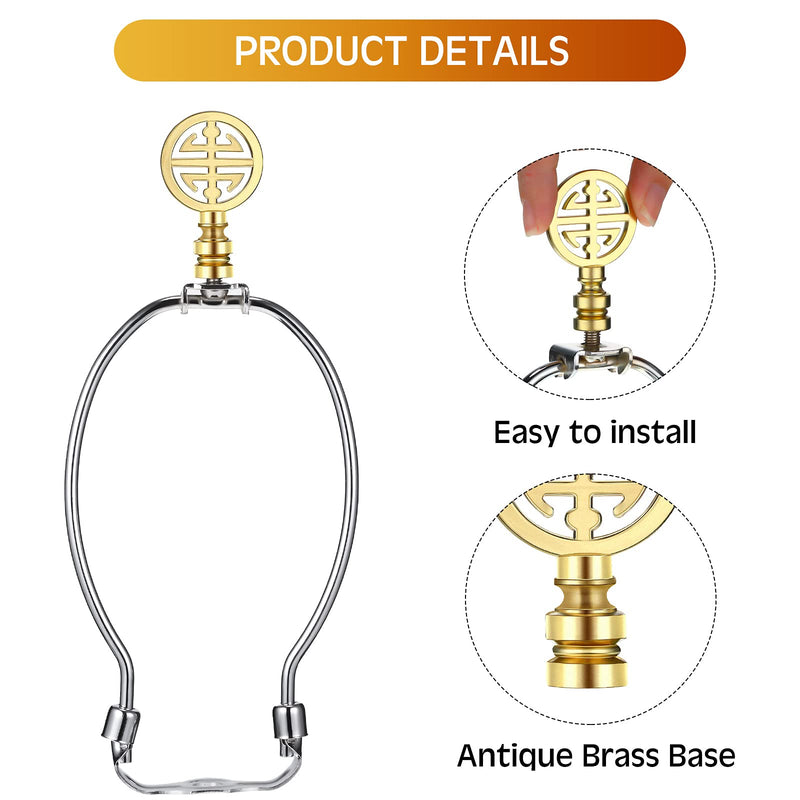 Honoson 2 Pieces Brass Finial Asian Oriental Lamp Shade Finial Happiness Symbol Lamp Shade Decoration 2.17 Inches(Aeneous) Aeneous