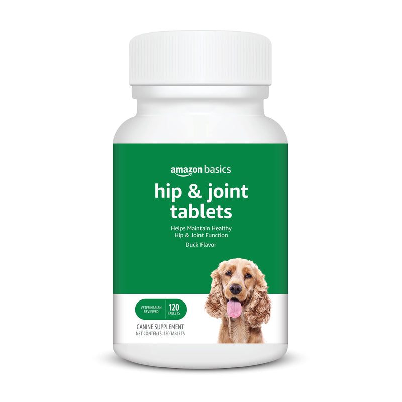 Amazon Basics Dog Hip & Joint Daily Chewable Tablets, with Glucosamine, MSM, and Chondroitin, Duck Flavored, 120 Count (Previously Solimo) 120 Count (Pack of 1)