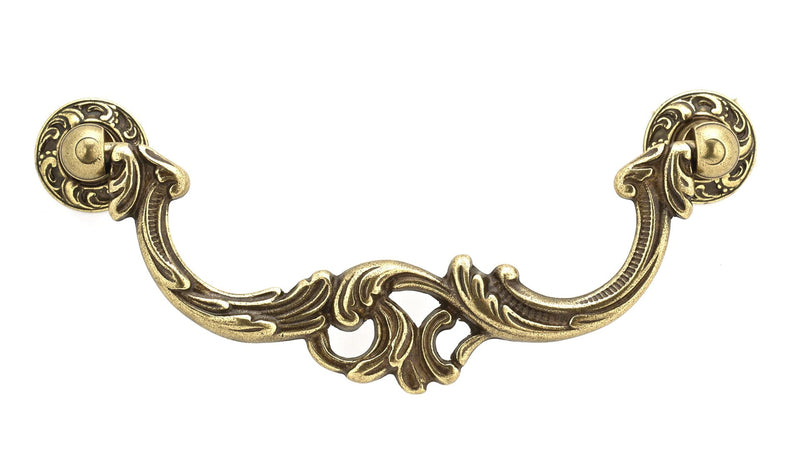 Richelieu Hardware BP3004108BB 4 1/4-inch (108 mm) Center-to-Center Burnished Brass Traditional Cabinet and Drawer Pull Handle for Kitchen, Bathroom, and Furniture