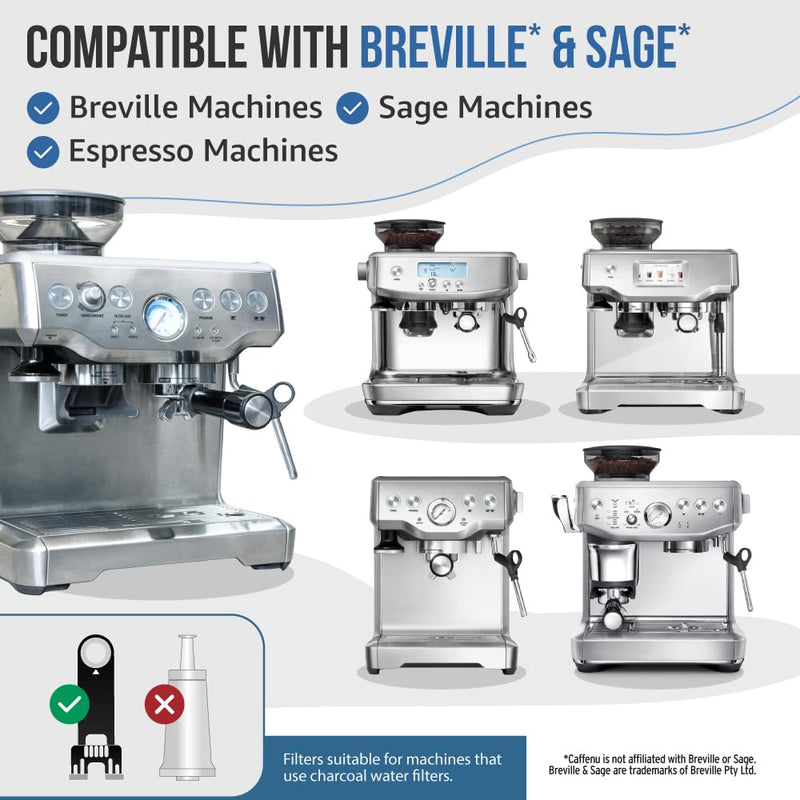 Caffenu Breville Compatible Cleaning Tablets & Water Filter. 52 Espresso Machine Cleaning Tablets & 6 Breville Filters for Espresso Machine. Removes Build-up & Filters Water Impurities. Years Supply.