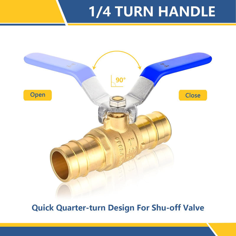 10PACK GUOFIS 1/2"PEX-A Expansion Full Port Ball Valve(VALVE152-10) 10 Blue Handle