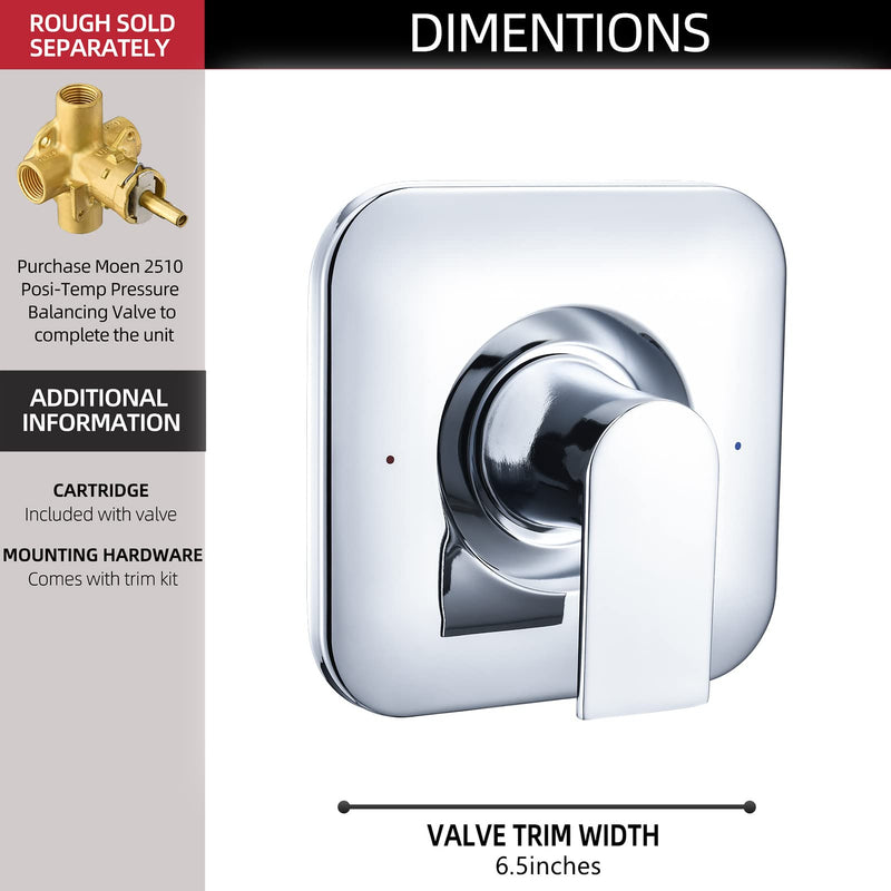 Replacement for Moen T2471 Genta LX Posi-Temp Valve Trim Kit, Chrome 1