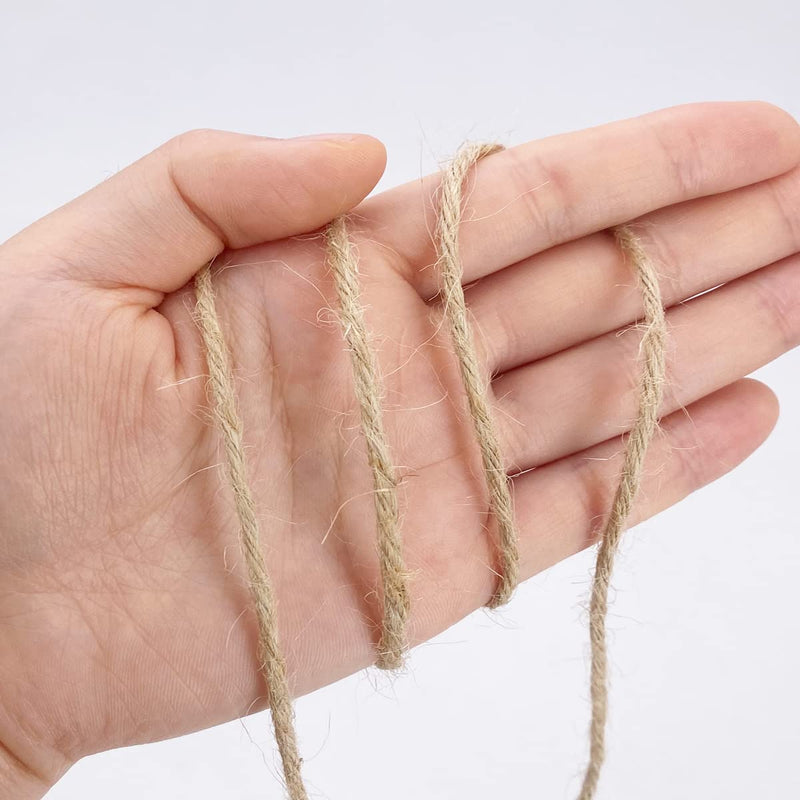 500FT Jute Twine Rope 3mm Natural Thick Garden Twine String Heavy Duty for Gardening Bundling Crafts Arts Gift Wrapping Packing Material Wedding Christmas Decoration Bulk 500.0 Feet