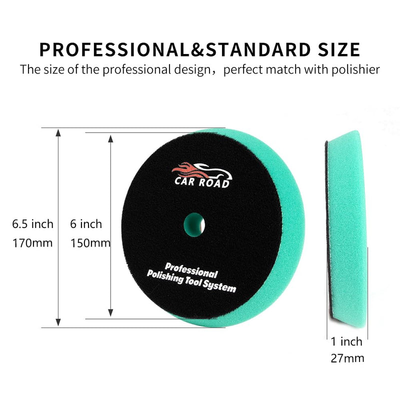 CARROAD 7pc 6.5 Inch Buffing Pads Kit - Heavy Cut to Finishing Foam & Wool Pads for DA/RO Polisher - Removes Scratches, Oxidation & Swirl Marks - 50+ Reusable Cycles 7pc 6.5inch standard