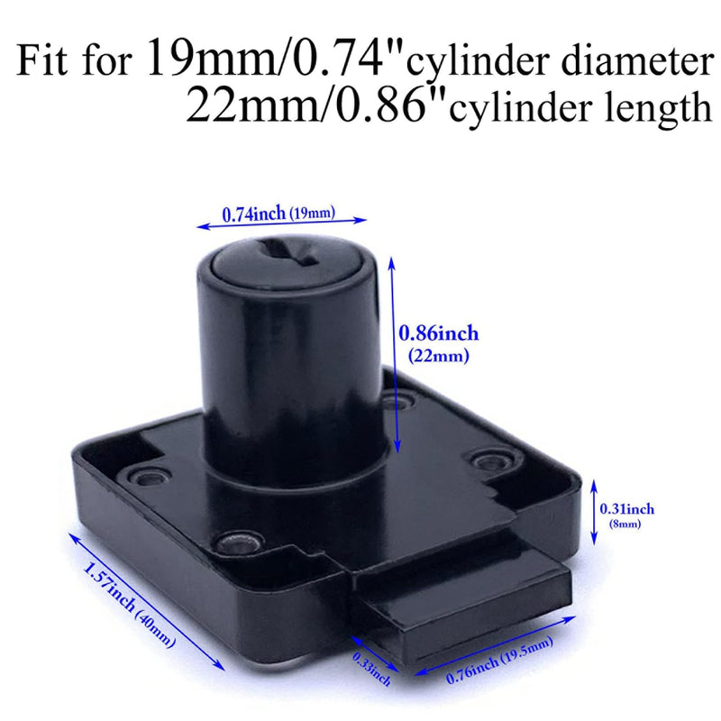 Zinc Alloy Office Desk Drawer Locks XIEHE 138 Furniture Wardrobe Cylinder Cam Wooden File Cabinet Keyed Alike Locker for Cabinet Door Cupboard Drawer Household Mailbox Letter Box Packs with Keys (4) Black2 4 Packs, 22mm