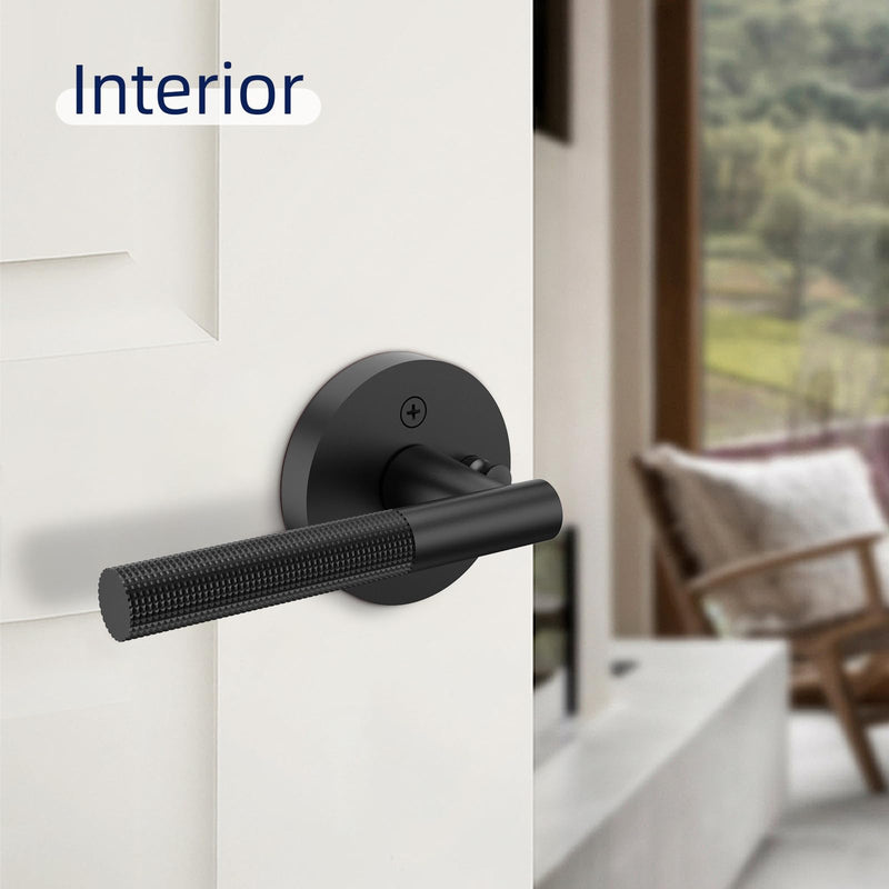 Passage Door Handles, Door Lever for Bedroom or Bathroom | Non-Slip Grip, Easy to Install, Door Handles for Left Right Sided Black-