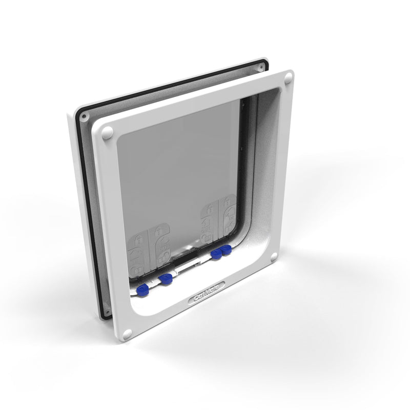 Cat Mate 4-Way-Locking Large Cat Flap (221) - Secure Lockable Door for Large Cats and Small Dogs, Easy to Install and Use, for UPVC/Metal, Wall and Wood, White White Cat Flap