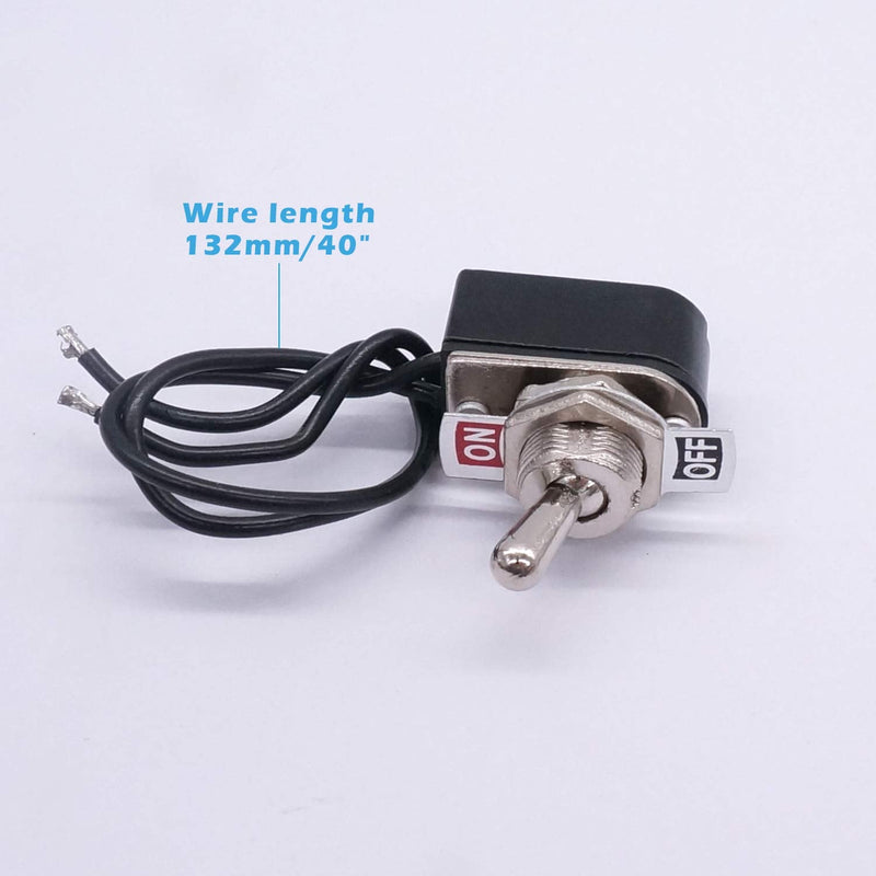 Taiss 2pcs Toggle Switch SPST 2 Position Latching ON/Off 6A AC 125V /10A DC 12V Toggle switches Incidental 5.2 inch Connect Wire Rocker Arm Switch KNS-1