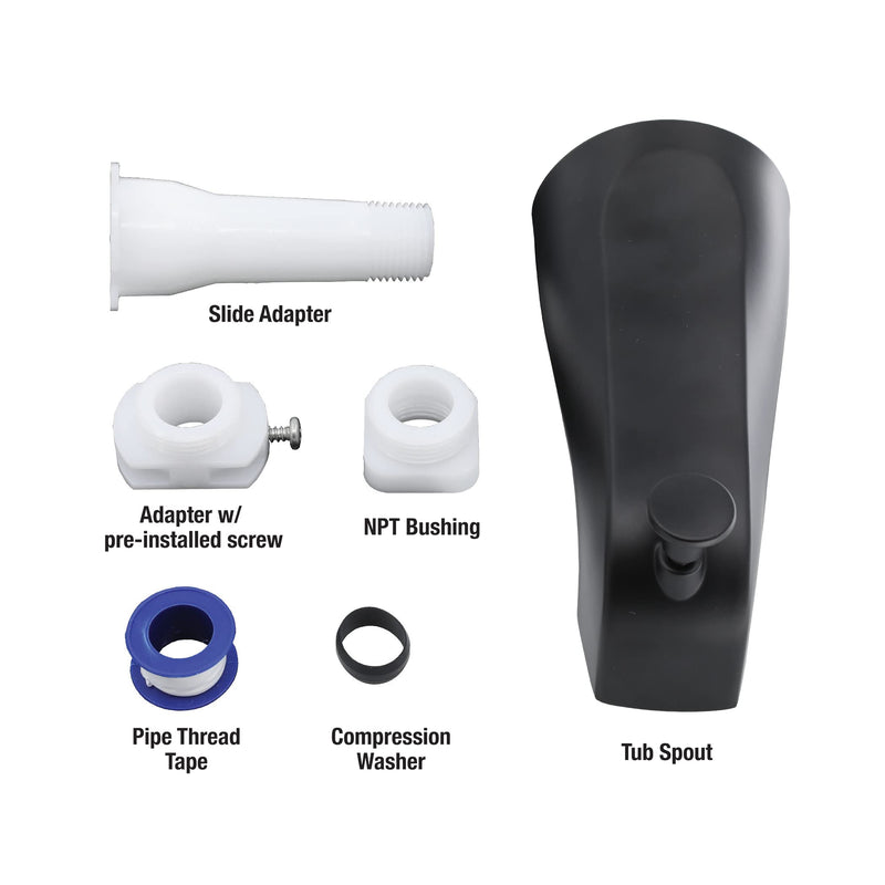 Danco 11079 Tub Spout, No Size, Matte Black With Diverter