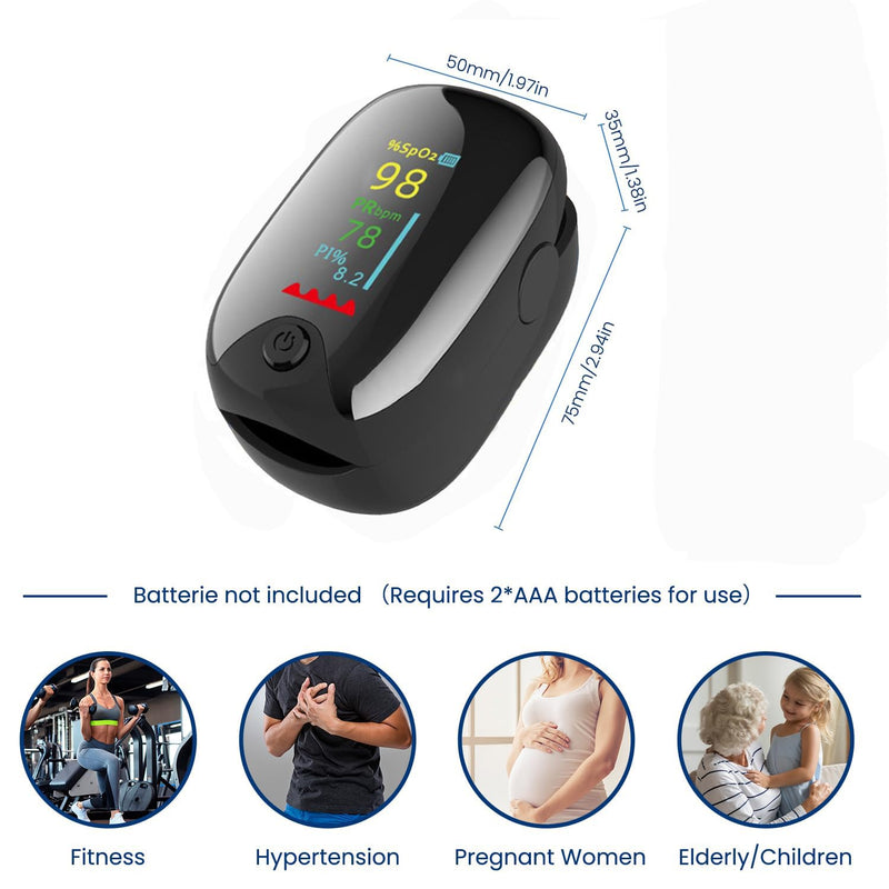 Santamedical Dual Color OLED Pulse Oximeter Fingertip, Blood Oxygen Saturation Monitor (SpO2) with Case, Batteries and Lanyard