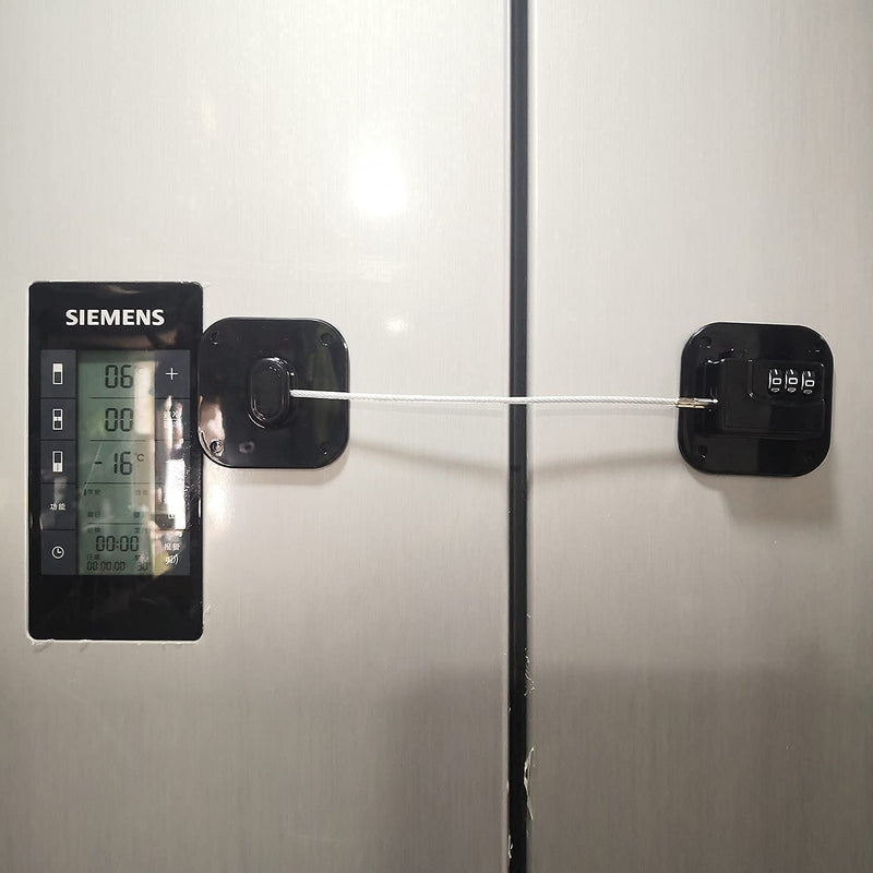 YEYA Upgraded Refrigerator Door Lock with Combination for Adults, Lock for Fridge, Freezer, File Cabinets, Desk Drawers, Locker, Child Safety Latch, Easy Install No Drlling 2 Pack Black 2 Pack 2 Count (Pack of 1)