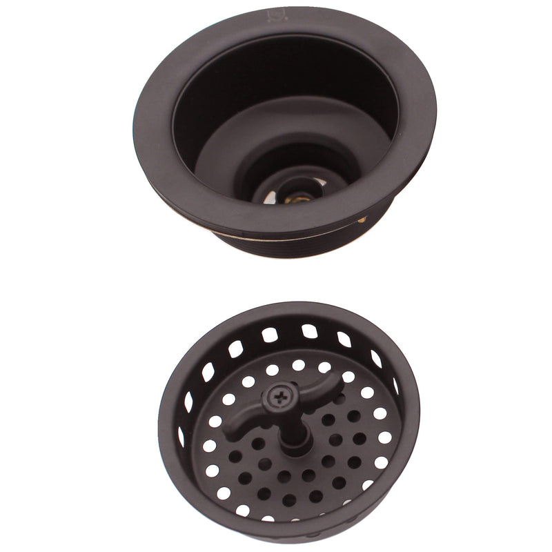 Westbrass D2155-12 Wing Nut Style Large Kitchen Basket Strainer with Waste Disposal Flange and Stopper, Oil Rubbed Bronze
