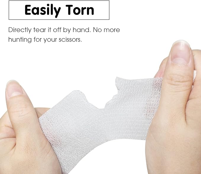 COMOmed 6 Rolls Self-Adhesive Bandage White 5cm x 4.5m Elastic Bandages, Non-woven Fabric, Sports Tape, Veterinary Packaging, Bandages and Sensitive Skin - NewNest Australia