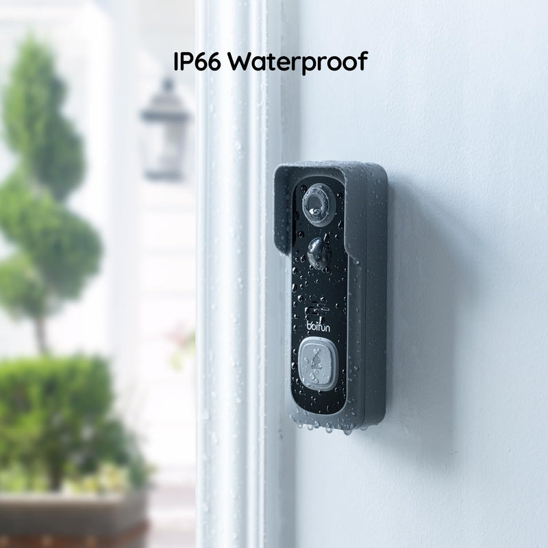 BOIFUN Wireless Doorbell Camera with Chime - 166° Wide Angle View, 2K HD Video, Quick Wake Up and Motion Detection, 6700mAh Battery, Intelligent HDR Night Vision, Two-Way Audio (No Subscription) Black