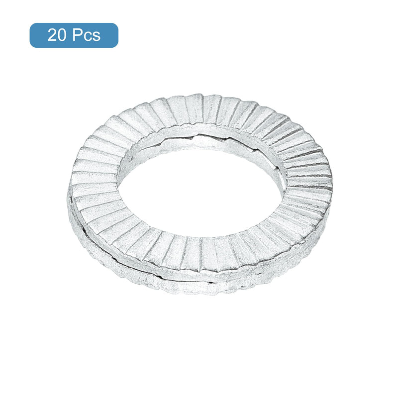 uxcell Wedge Locking Washers for M10 Bolts, 20pcs Manganese Steel Washers Vibration Resistant Safety Washers 20