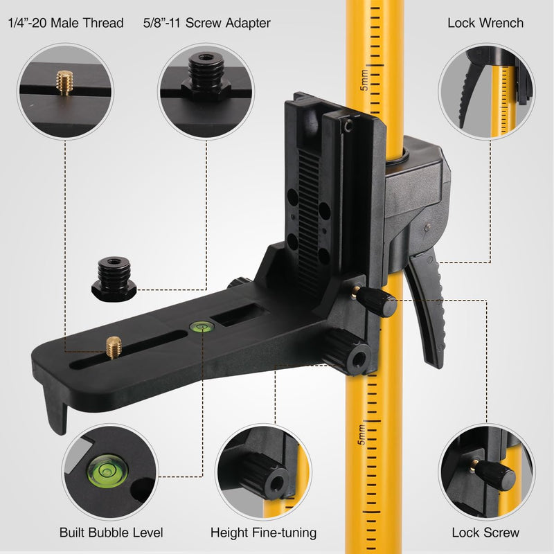 Mounting Bracket Clamps with 1/4''-20 and 5/8''-11 Threads, Adapter for Telescoping Support Poles