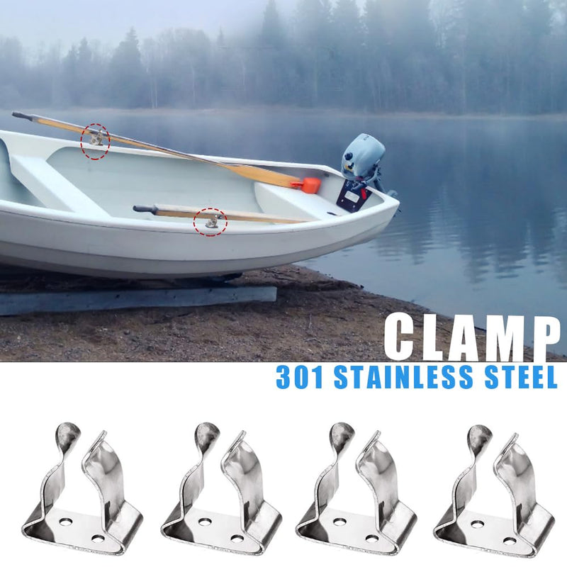 Stainless Steel Boat Hook Spring Clamp Holder Bracket Clip 2-LARGE 1"-1-3/4"