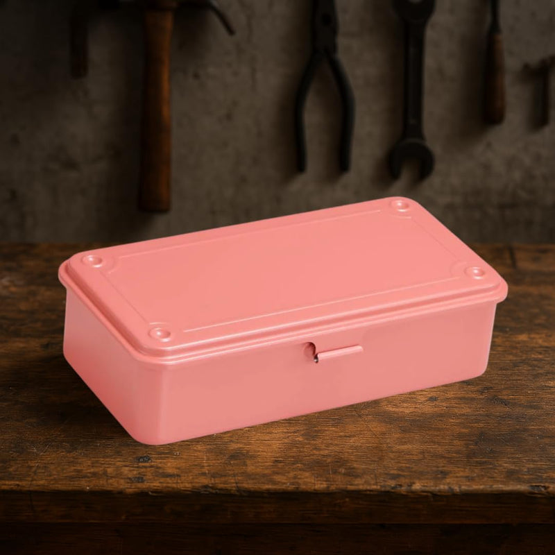 TOYO Steel Tool Box T-190 P0 (Living Coral) H7.99×W4.29×D2.20inch Steel Trunk For Pegs, Metal fittings, Pen, Accessory, And Utility Knife Made In Japan