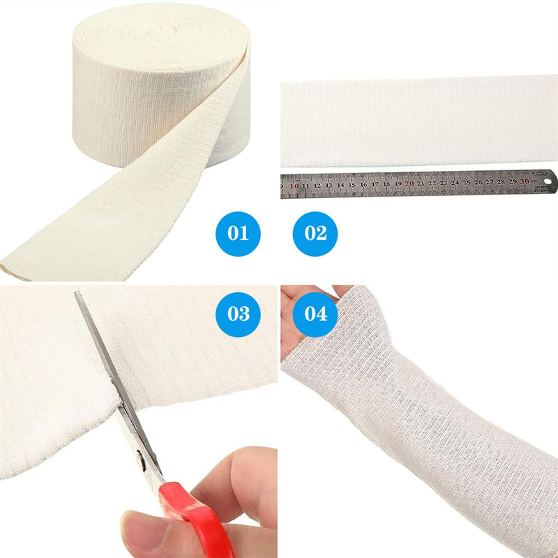 Elasticated Tubular Support Bandage Cotton Stockinette Tubing Size F Reusable Compression Sport Bandage Roll for Arm Leg Knee (3.9 Inch x 5.46 Yard)