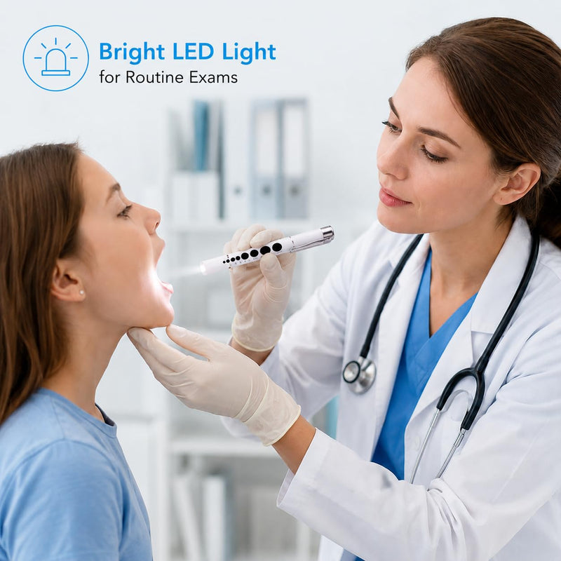 NOVAMEDIC NM-9314-5 5 Pack LED Pen Lights with Pupil Gauge, Reusable Medical Diagnostic Penlights for Doctors, Nurses, EMTs and Nursing Students, White, Batteries Included