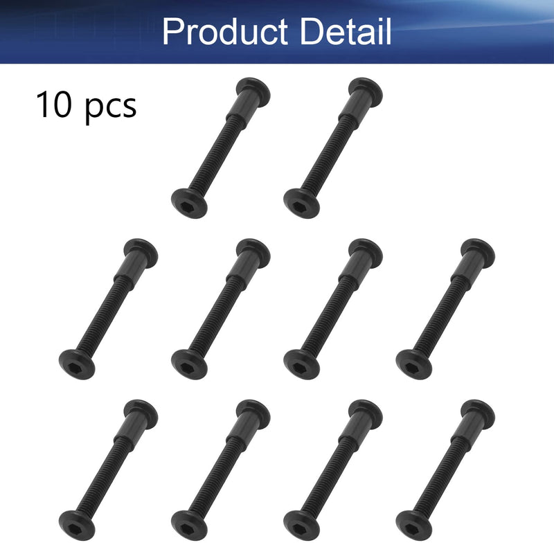 Bettomshin 10Pcs M6 Binding Screws, M6 x 50mm Carbon Steel Binding Screws, Platform Furniture Hexagonal Lock Screw Connecting for Scrapbook Photo Albums, DIY Leather, Baby Bed Furniture