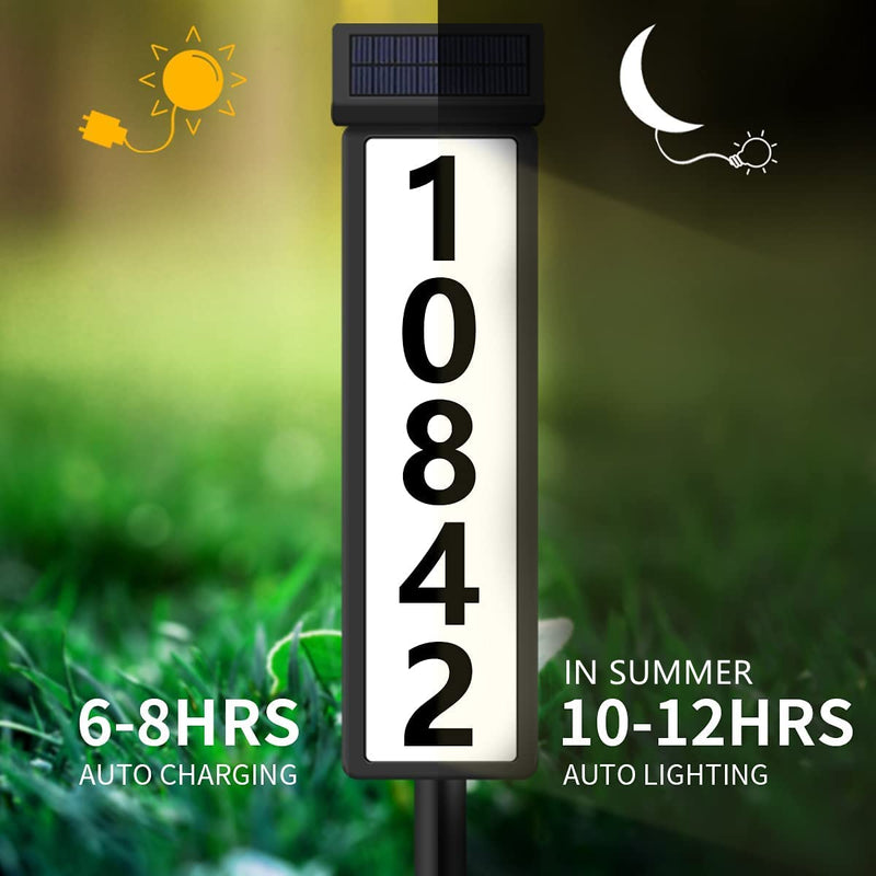 House Numbers Solar Address Plaques Sign Driveway Marker Street Sign Lighted House Numbers Address Light Sign Solar Powered Led Letters for Yard Street Door Outdoor Home with Stake (Height 35 Inches) Ground
