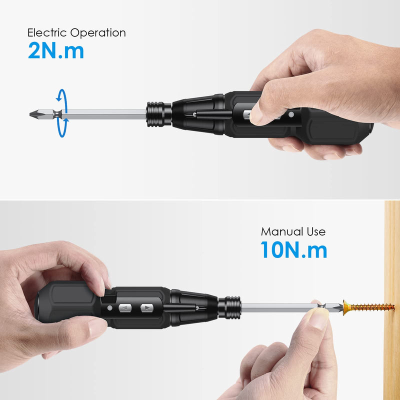 AMIR Electric Screwdriver Cordless, Rechargeable Power Screwdrivers Set, Portable Automatic Home Repair Tool Kit with LED Lights and USB Cable Black - NewNest Australia