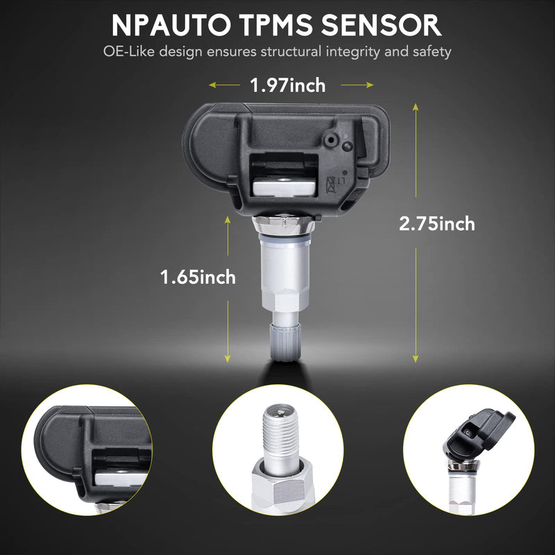 NPAUTO TPMS Sensor Fits for Smart Fortwo, Mercedes Benz C300 C350 C63/CL63 AMG CL550 CL600 B250 C230 C250 C280 E350 ML350 & More, 4-Pack Tire Pressure Monitoring System Sensors Replace# A0009050030