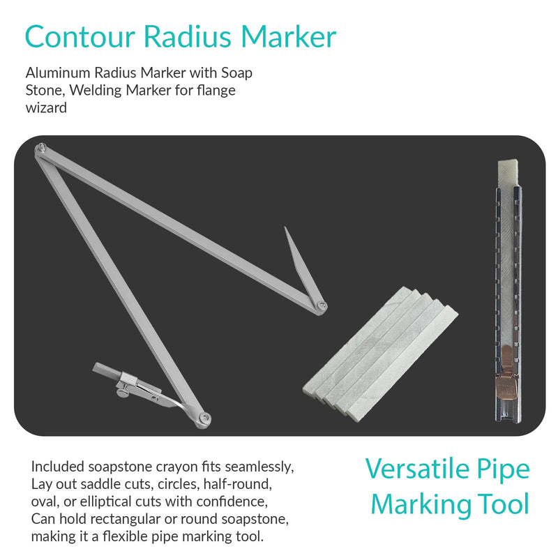 Contour Radius Marker - Up to 40" Radius, Aluminum Radius Marker with 5 Soap Stone & SoapStone Holder, Foldable Pocket-Size Standard Radius Marking Tool