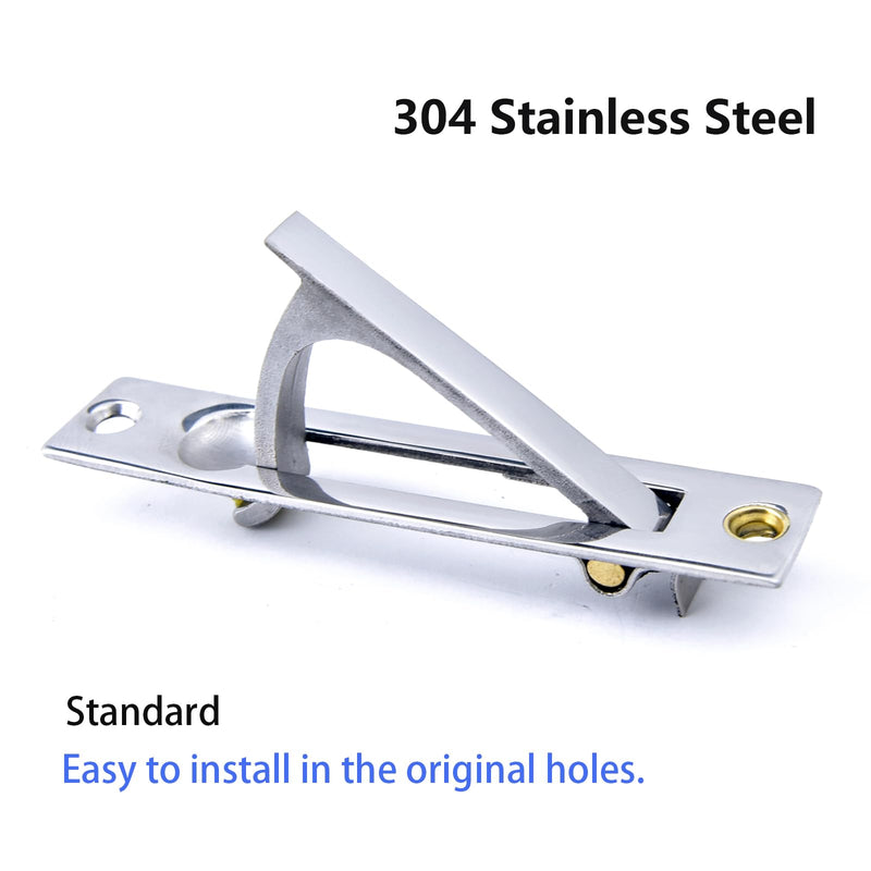 Dontay Pocket Door Edge Pull, Professional Stainless Steel 304, 4" Hidden Door Handle, Flush Mount Pocket Door Hardware for Pocket Sliding Door, Spring Loaded (2, Polished Chrome) 2