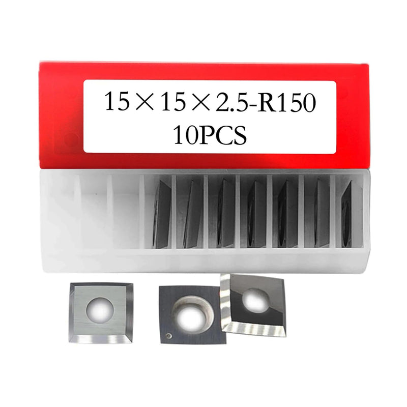 10 Pcs Square Carbide Inserts Knives for Planer Helical Cutterhead, 15x15x2.5mm 30° Angle R150 Radius Woodturning Tool Replacement 15x15x2.5-30-R150