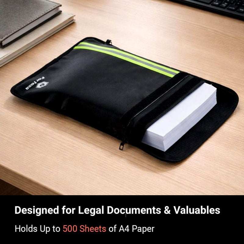 6200°F Fireproof Document Bag (15.75″ × 11.81″) with Adjustable Strap – 12-Layer Important Document Organizer with 2 Pockets for Passport, Cash & Legal Documents – Portable Fireproof Safe Bag