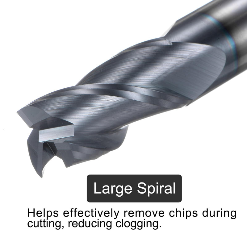 uxcell Carbide Square End Mill, 9/16" Diameter TiAlN Coated 3 Flutes Milling Bit Cutter, for Hardened Steel Stainless Steel Alloy Metal, 9/16" Shank 1-1/2" Cut Length 3-1/2" Long HRC55