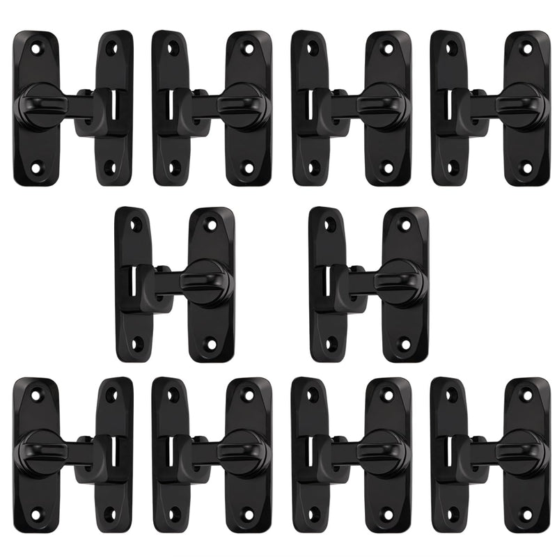 10 Packs Barn Door Latches,Black 90/180 Degree Gate Lock,Zinc Alloy Right Angle Door Lock Latch,Flip Gate Latches Hardware,Door Security Sliding Door Latch Lock fo Cabinets,Bathroom,Barn Door Black_10 Pack