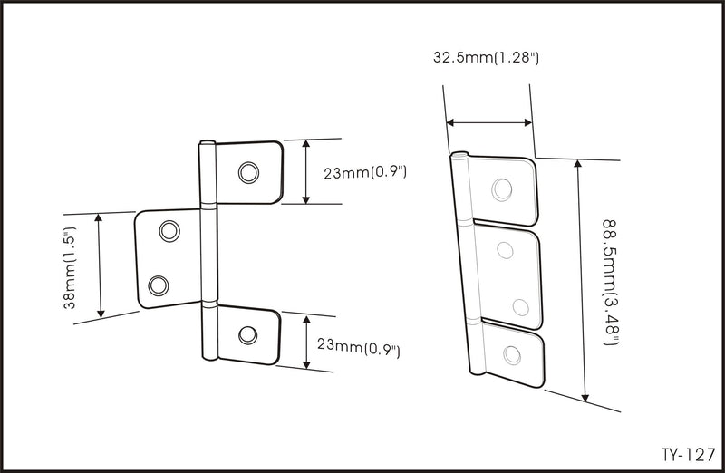 QCAA Flag Three Leaf 3-1/2" Bifold Shutter Hinge for Non-Mortise Cabinet Hardware, Black, Made in Taiwan, 12 Pack - NewNest Australia