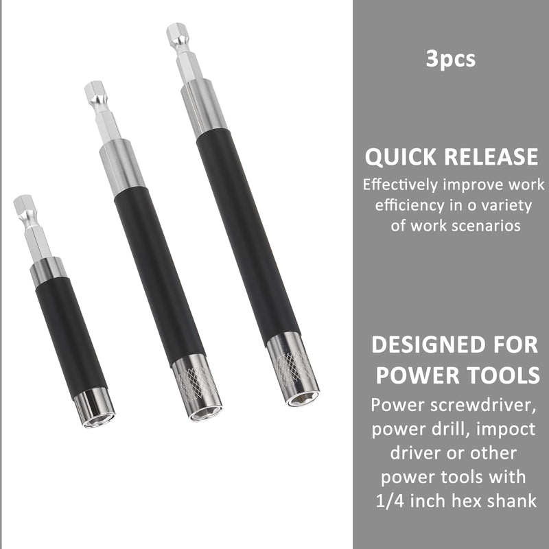 3pcs Magnetic Screw Drive Guide Drill Bit Tip Holder, Quick Release Screwdriver Bit Holder Extension Bar Drill Screw Adapter for Nuts Drill and Handheld Driver