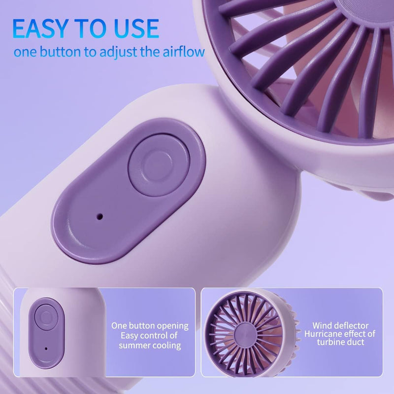 Mini Portable Fan 6 Pack, Cute Handheld Battery Operated Lightweight Personal Fan With 3 Speeds and USB Rechargeable Eyelash Design for Stylish Girl Kids Women Men Office Outdoor Travel Camping Black & Pink*2 & White & Purple & Blue