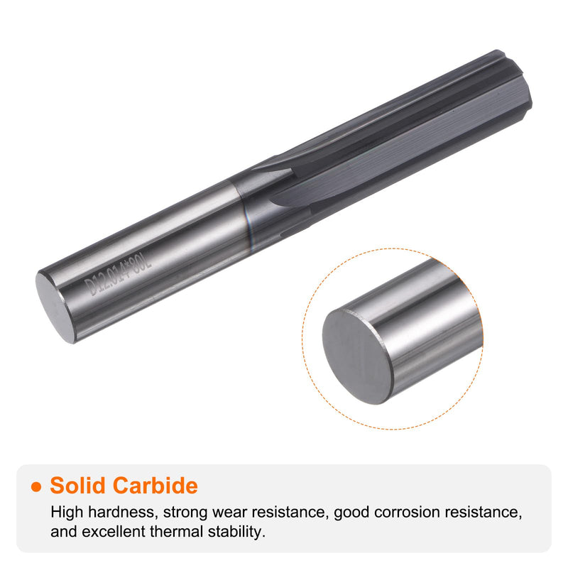 HARFINGTON Carbide Chucking Reamer 0.473"(12.01mm) Dia Straight Flute Straight Shank Machine Reamer Tool for Metal and Lathes CNC Machining Centers, Black 0.473"