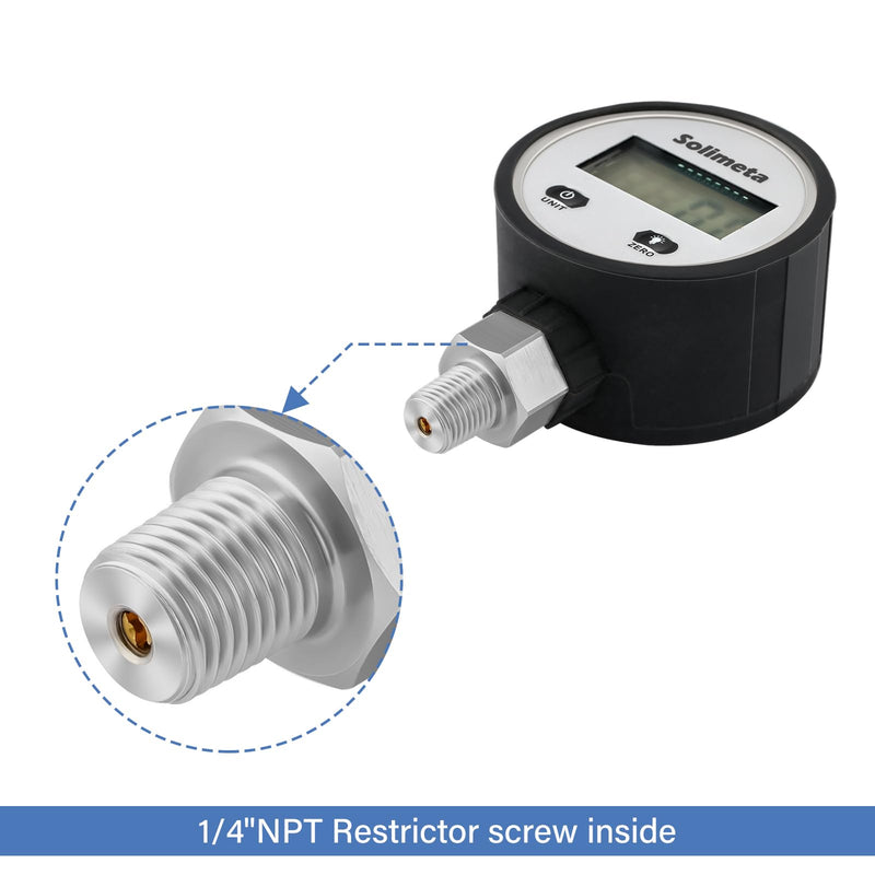 Digital Pressure Gauge, 2-1/2" Dial Size, 1/4" NPT Lower Mount, 0-3500 psi