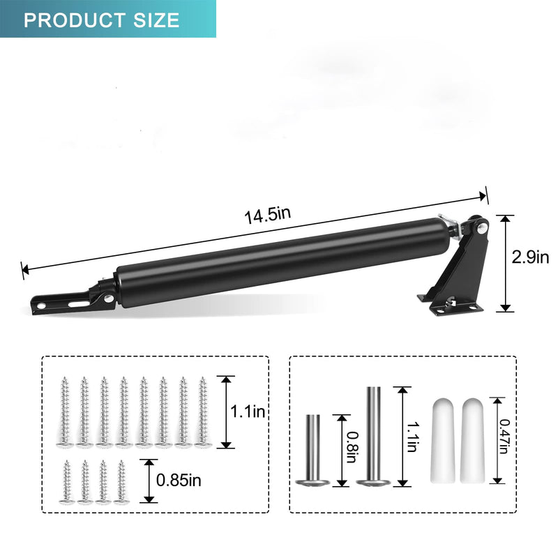 Screen Door Closers Kit,Storm Door Closer, Pneumatic Door Closer Bracket Adjustable Closing Door Cushion Speed, Stable Door Closer System, Screen Door Opener and Closer 1Pack(Black) 1 Pack (Black)
