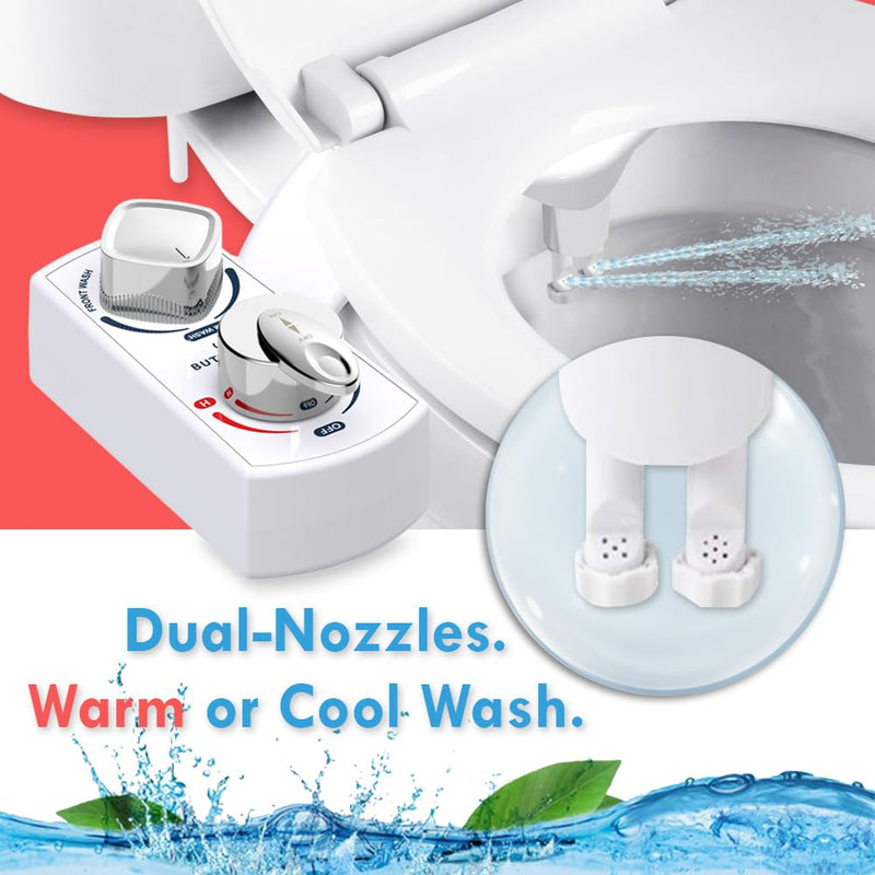 BUTT BUDDY Spa - Bidet Toilet Seat Attachment & Fresh Water Sprayer (Cool & Warm Temperature Control | Easy Setup, Universal Fit, Non-Electric | Dual-Nozzle Cleaning, Adjustable Pressure, Female Wash) 1
