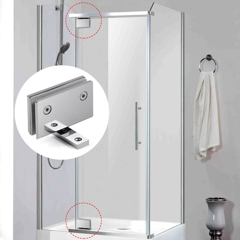 Ranbo Heavy Duty 360 Degree Shower Glass Door Pivot Hinge,Solid 5mm 304 Stainless Steel,Top and Bottom Mount,for 5/16"-1/2" (8mm-12mm) Frameless Doors,One-Piece Precision Cast, Polished Chrome,1 PC | solid 5mm-thick 304 stainless steel, top bottom moun...