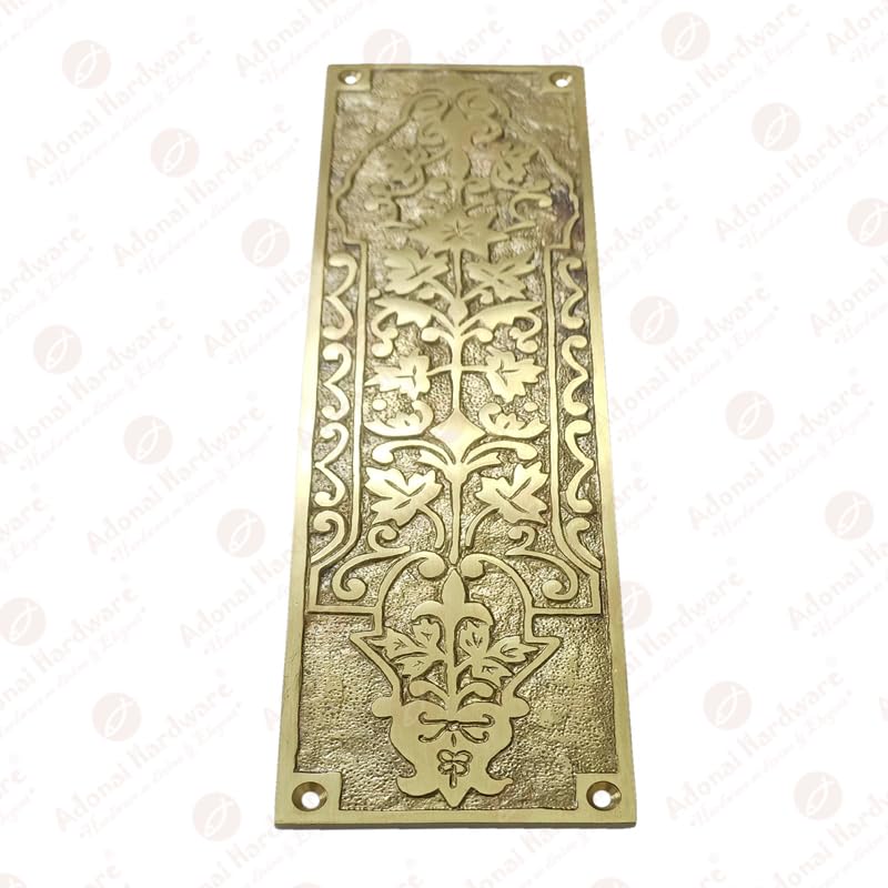 Adonai Hardware Decorative Brass Push Plate (9.9 Inch "Nezib", Satin Brass)