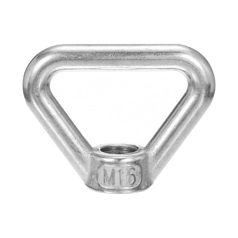 uxcell M16-2x72x55mm Lifting Eye Nuts, 5 Pcs 304 Stainless Steel Triangle Shape Threaded Nut Fastener for Home Repairs Rope Fitting